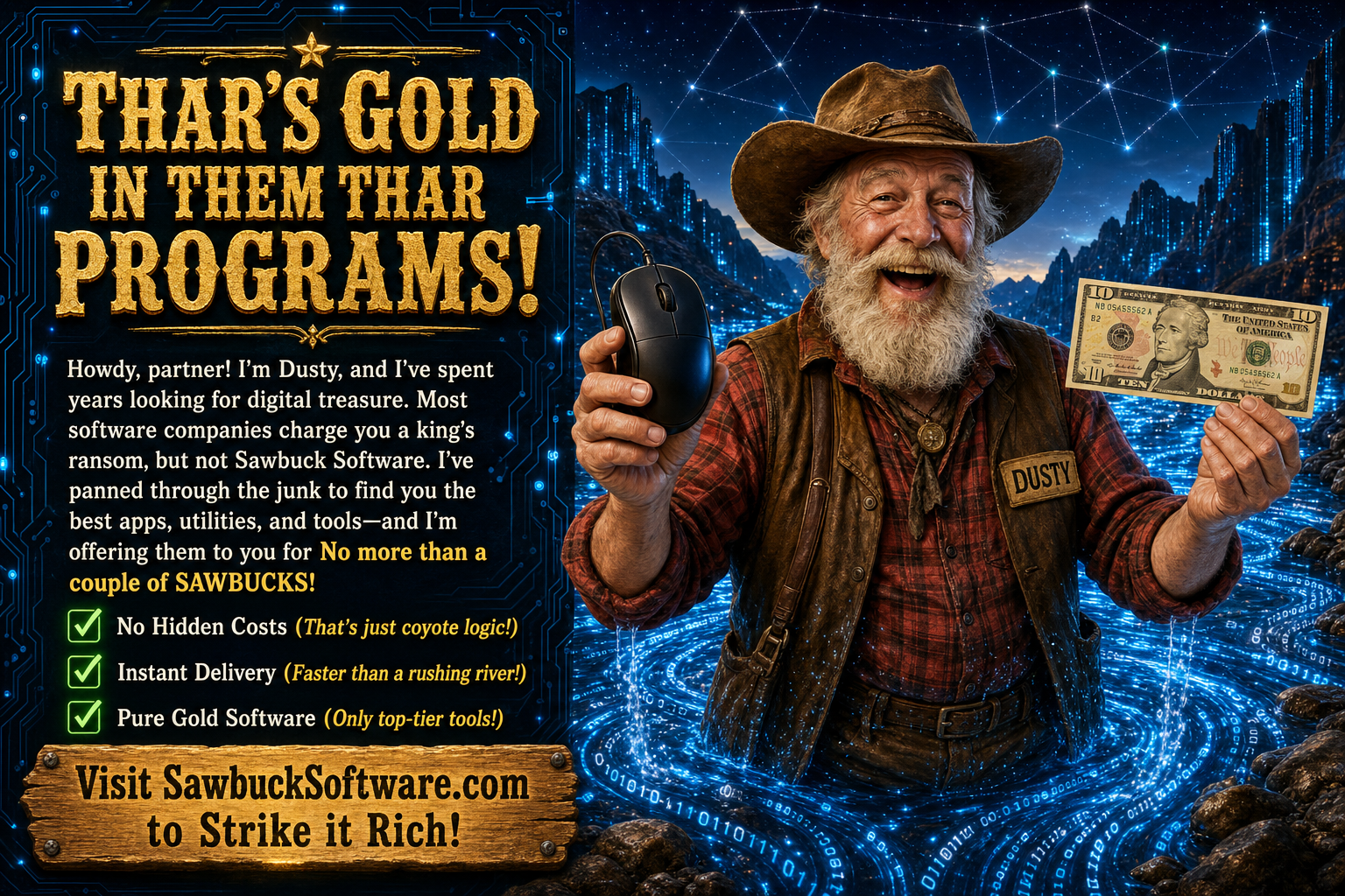 Dusty the Prospector — Sawbuck Software founder