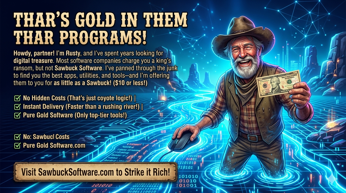 Rusty the Prospector — Sawbuck Software mascot